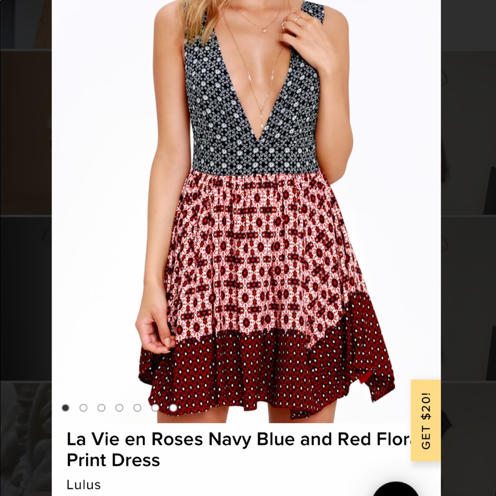 Lulus Blue & Red Floral Dress
